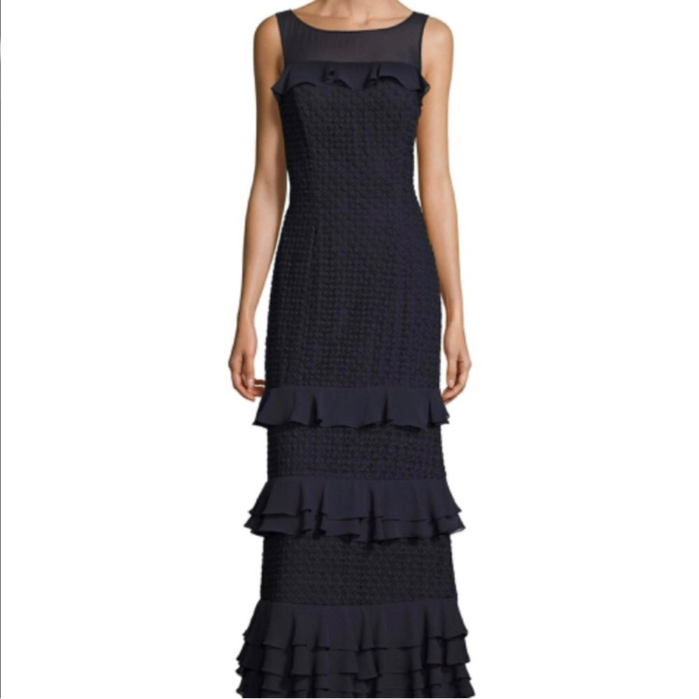 Kay Unger tiered ruffle gown
